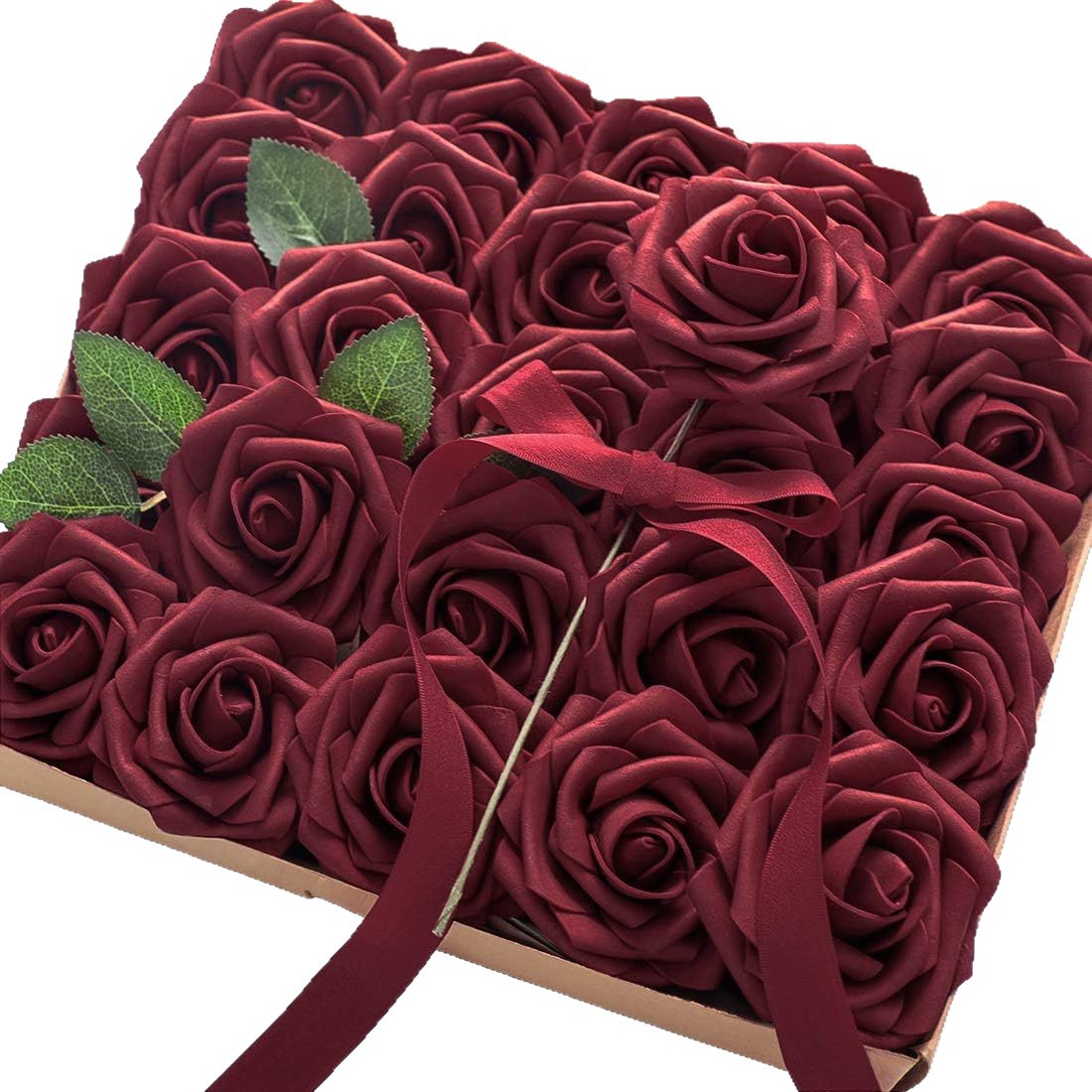 Rosas de espuma PE con tallo para regalos de boda, decoración floral