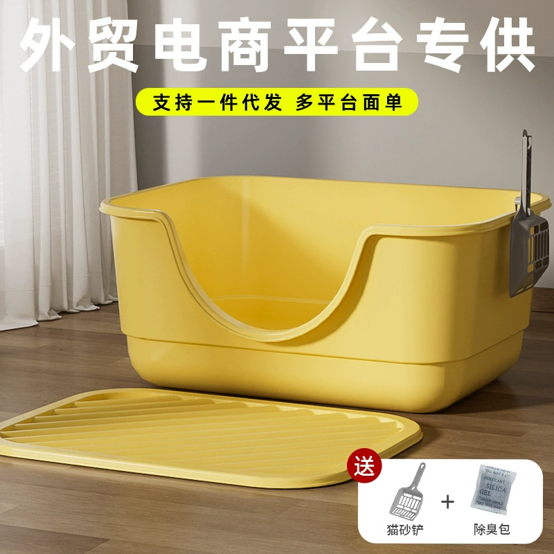 Крупный антиразбрызгивающий туалет для кошек, ванночка для котят, открытый туалет для кошек, производитель, трансграничная доставка (дропшиппинг)