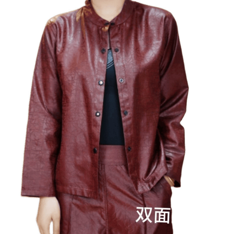 杭州新中式国风女装纯色百搭龟裂纹双面穿圆领春秋新款外套上衣|undefined