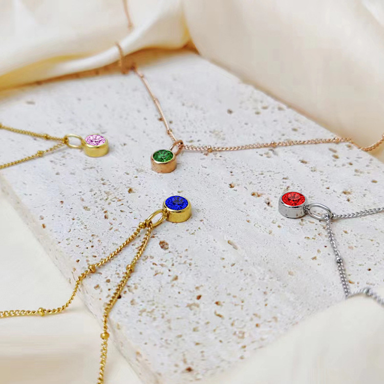 Pendant Necklace Classification 304 Stainless Steel 14K Gold Plated Basic Modern Style Classic Style Inlay Geometric Rhinestones Pendant Necklace