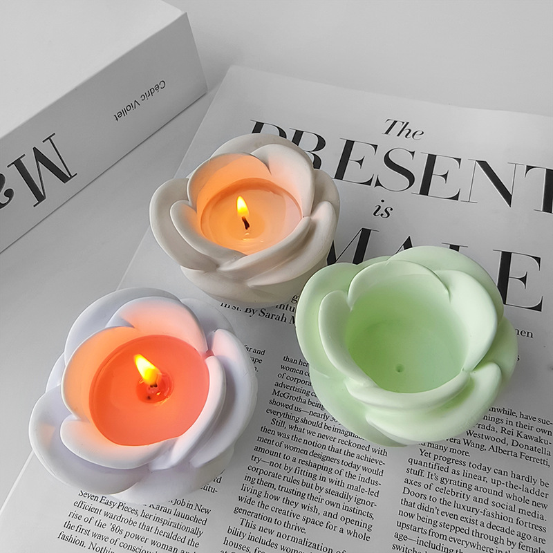 Jiahuimei Rosa candelero molde de silicona flor yeso vela base molienda herramienta DIY cemento maceta florero