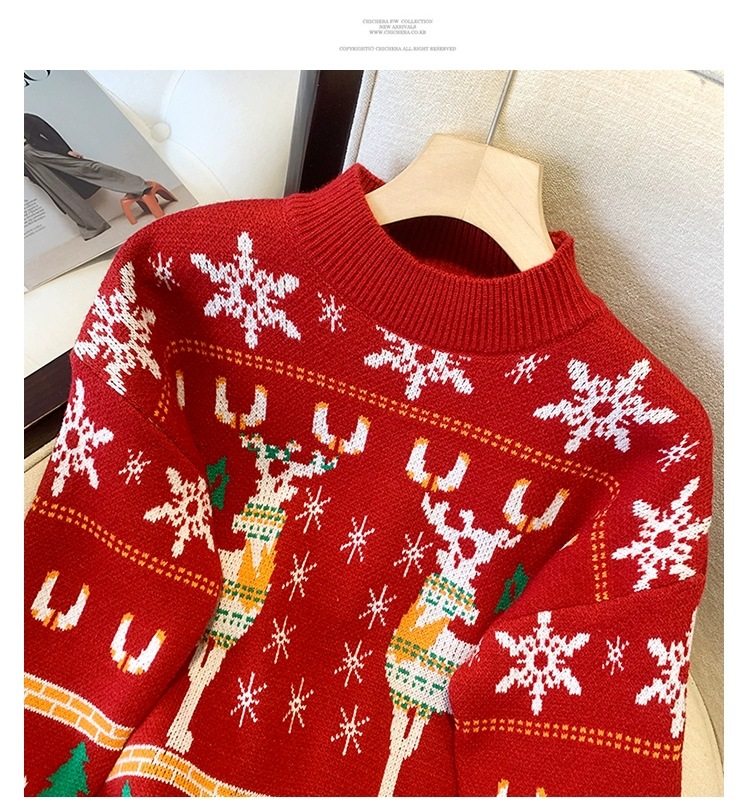 Women's Christmas Jumper With Double Elk Pattern For Winter_voghion.com