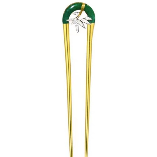 New Chinese Style Ancient Style Bamboo Leaf Hair Pin, Yang Mi Style Green U-shaped Hairpin, National Trend High-end Sense of Style Hair Pin Head Accessory