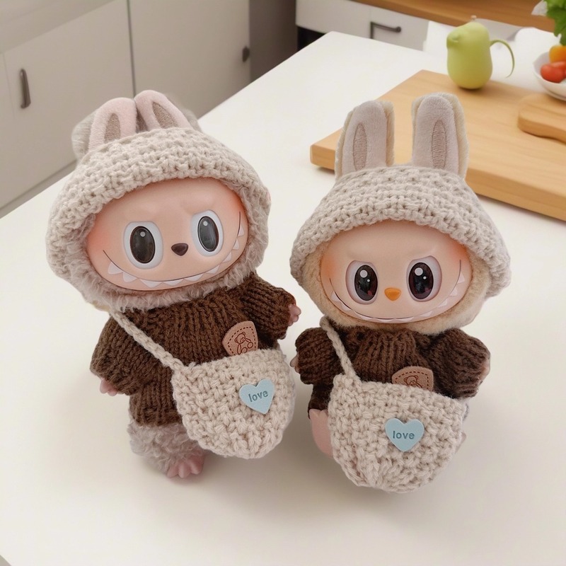 17cmlabubu ラブブベビー服人形ペンダント第二世代シッティングパーティーコンバーチブルかわいいぬいぐるみジャンプスーツ|undefined
