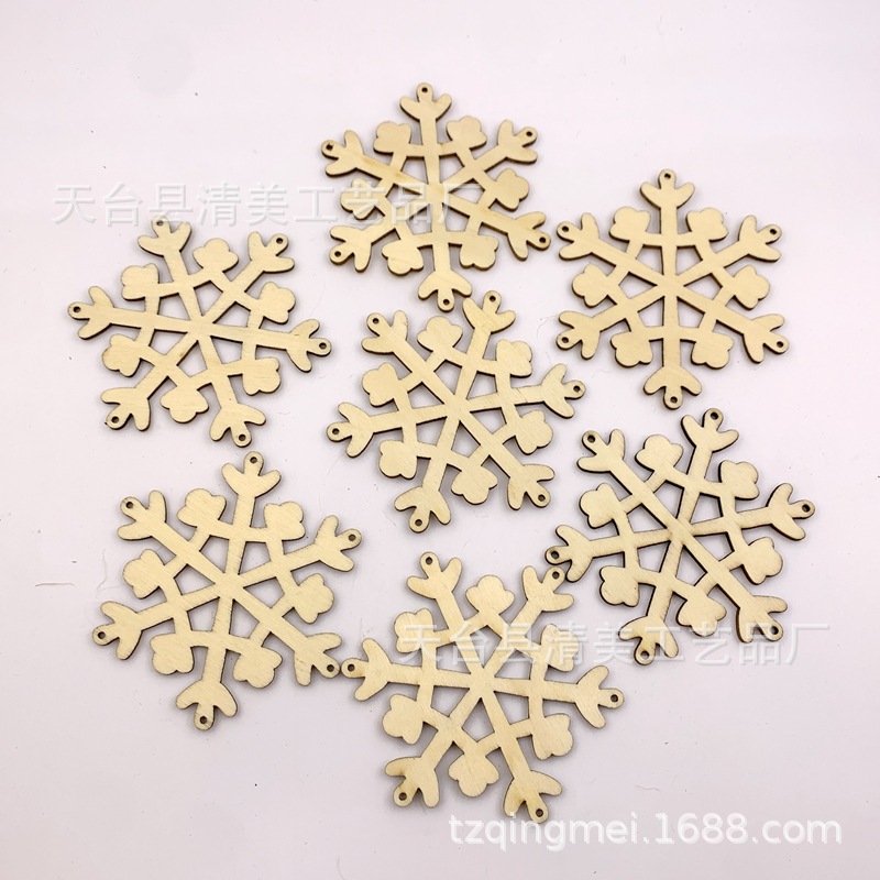 80mm troncos huecos copo de nieve piezas de madera 10 paquetes de copo de nieve de Navidad de madera con cuerda de cáñamo