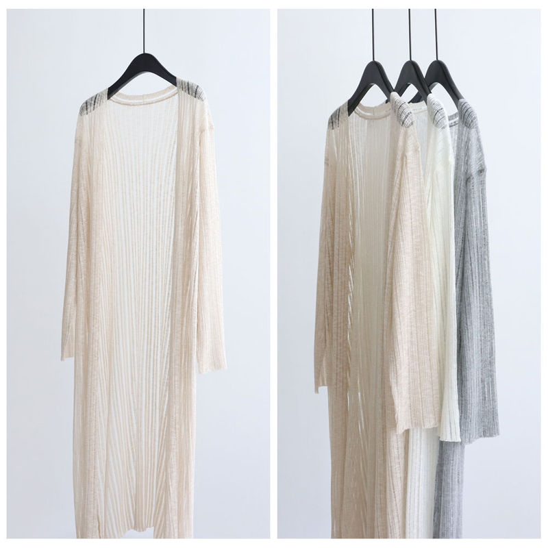 Sheer hollow-out long knitted cardigan for summer, faux linen, buttonless, long-sleeved shawl, casual sun protection coat Sheer hollow-out long knitted cardigan for summer, faux linen, buttonless, long-sleeved shawl, casual sun protection coat
