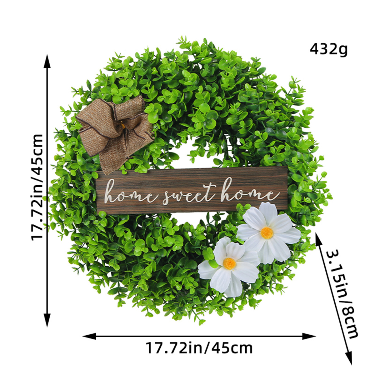 Hong Kong amor transfronterizo nueva decoración frente a la puerta Decoración de la pared de Navidad eucalipto palabra fresca tarjeta Garland puerta colgando al por mayor