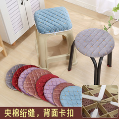 Square stool cover with four-season cushion, thick square stool cover with plastic strap, universal stool pad cover
