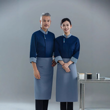 厨师工作服男长袖餐饮早餐食堂饭店寿司酒店厨房白色工衣女秋冬装
