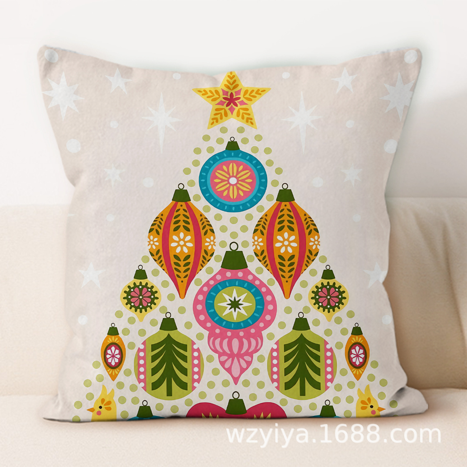 Cartoon Navidad impresa almohada cuadrada sala de estar sofá dormitorio cabezal de cama almohada funda sin núcleo cojín