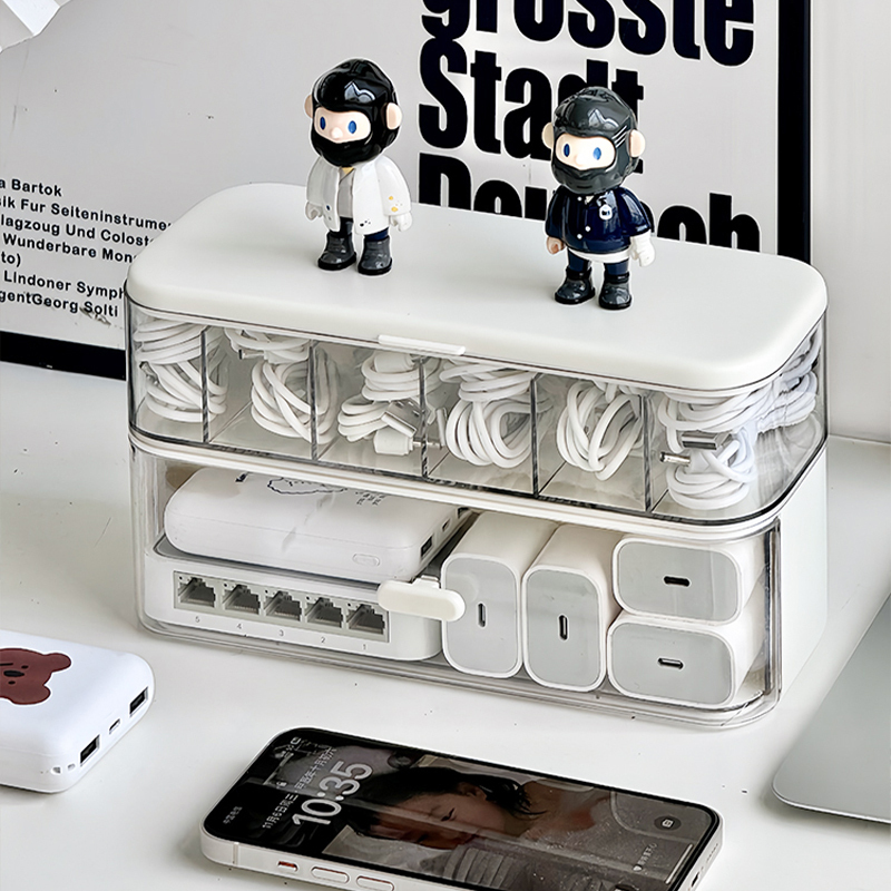 Data Cable Box Desktop Charger Mobile Phone Power Cord Organizer Acrylic Dustproof Cable Manager with Cover Data Cable Box Desktop Charger Mobile Phone Power Cord Organizer Acrylic Dustproof Cable Manager with Cover