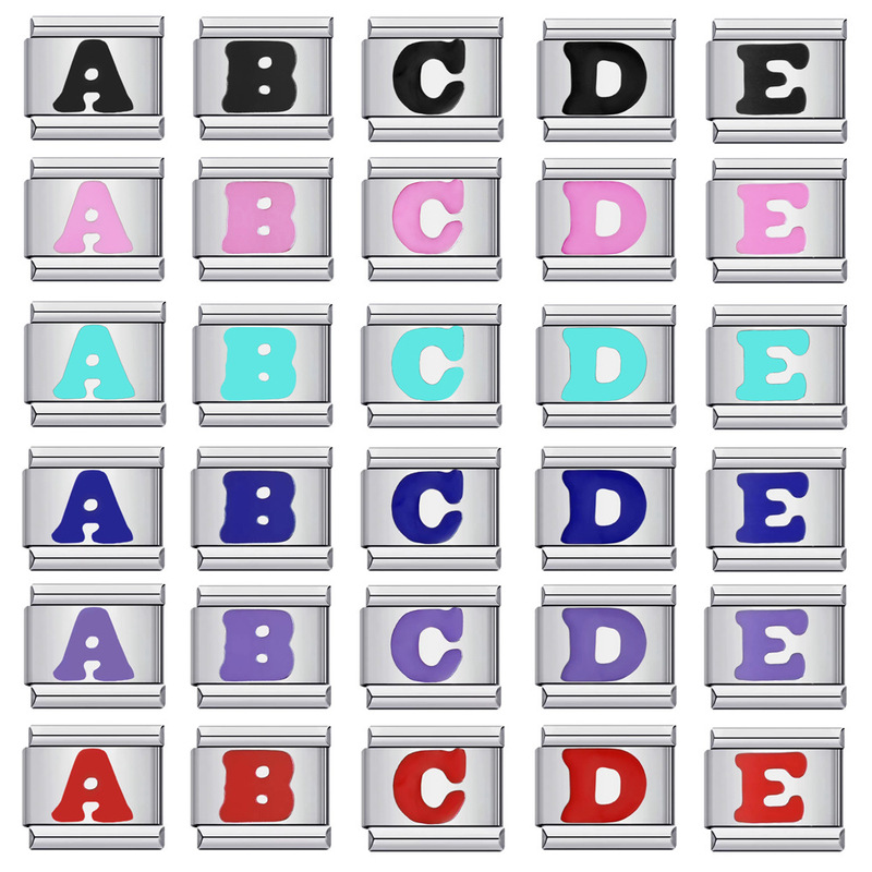 Italian Charm Bracelet Stainless Steel New Model 6-Color Letter Hydraulic Module Bracelet DIY Italy Italian Charm Bracelet Stainless Steel New Model 6-Color Letter Hydraulic Module Bracelet DIY Italy