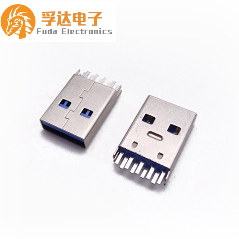 USB 3.0公头 usb3 0 a公短体180度直插/立插夹板双用公头 PBT蓝胶