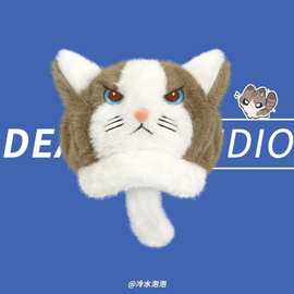 超厚路西法毛绒帽子围巾一体女冬季保暖护耳防寒可爱手套三件套