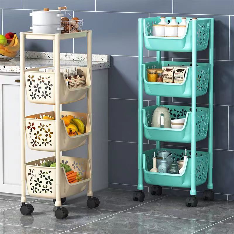 Estante de cocina estante de canasta de verduras multicapa de piso estante de almacenamiento de frutas y verduras móvil hogar multifuncional