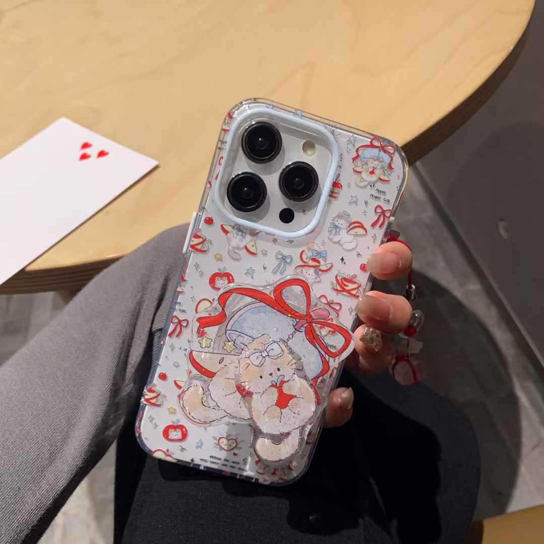 Estilo ins lindo carillón de viento gato para iPhone16ProMax soporte 14/15 funda para teléfono móvil Apple 13 hembra 16