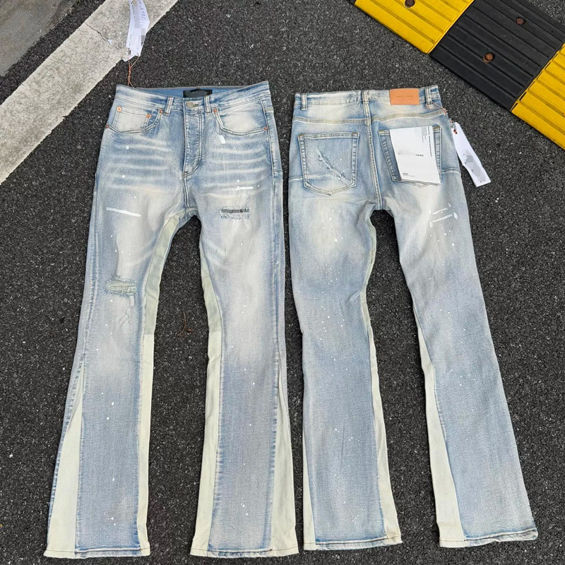 Cross-Border Wholesale Pu American High Street Style Ripped Patch Trendy Retro Straight-Leg Jeans Direct Supply from Foreign Trade Cross-Border Wholesale Pu American High Street Style Ripped Patch Trendy Retro Straight-Leg Jeans Direct Supply from Foreign Trade