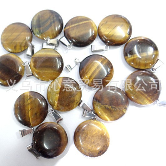 Fábrica al por mayor Piedra Natural Rosa cristal ágata piedra redonda pastel colgante collar accesorios pieza redonda europea y americana joyería de moda