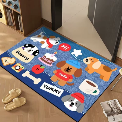 Avtomobil döşəmə paspasları Water-Absorbent Foot Mat at the Entrance - denim-pattern-puppy-cake-80x-100cm-rubber-bottom