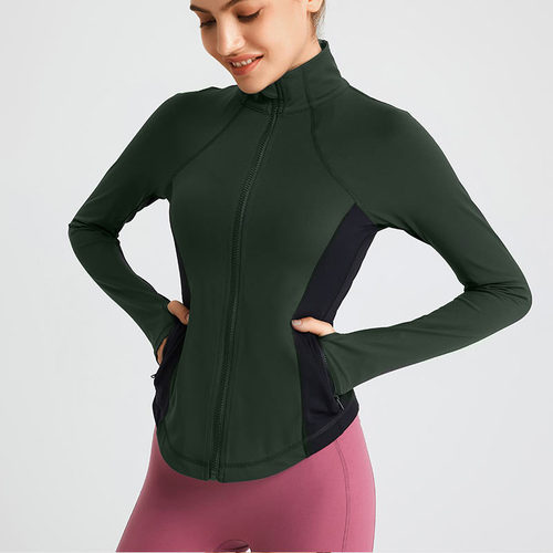 Stand collar sports jacket women's fitness top long-sleeved zipper cardigan elastic quick-drying running yoga clothing autumn and winter