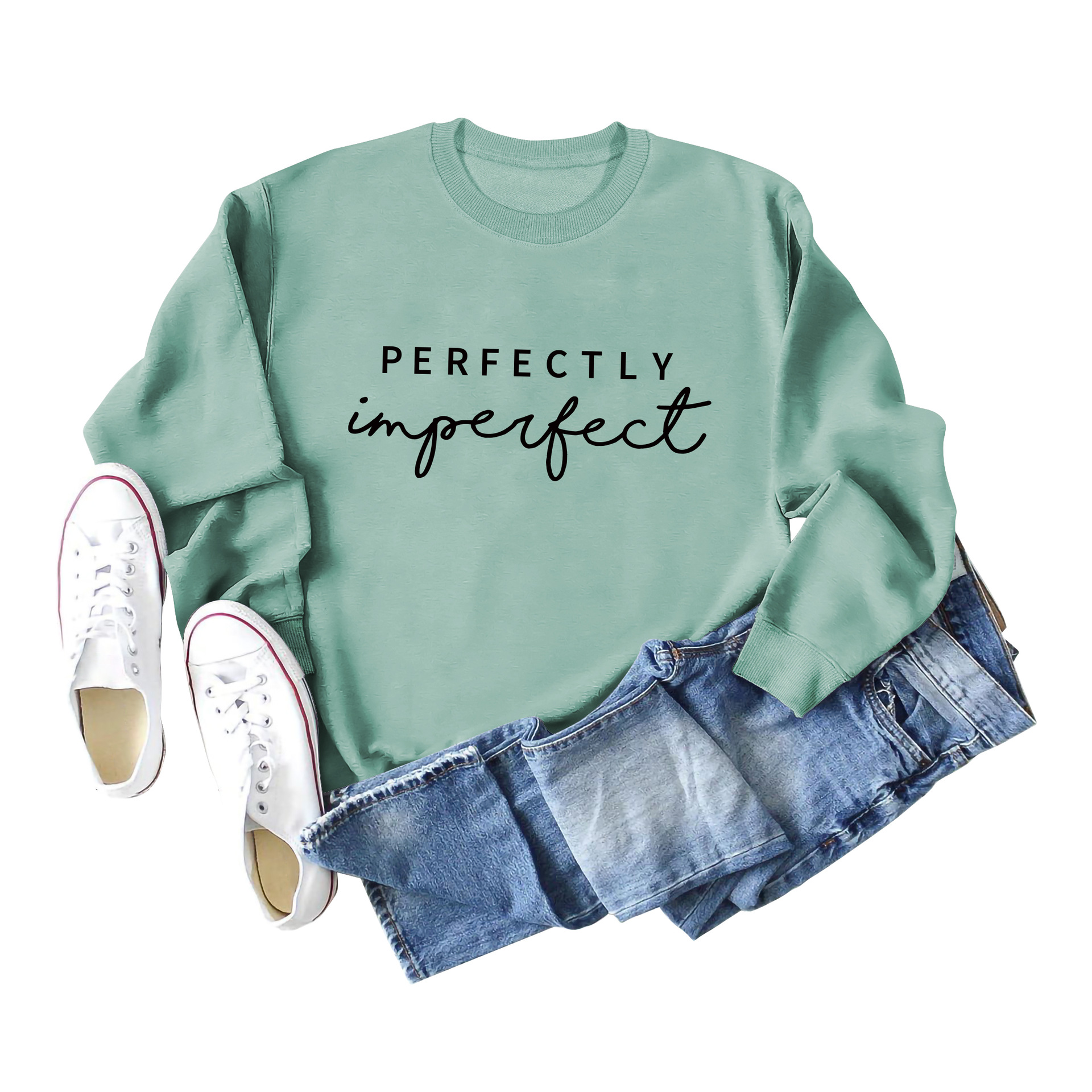 Perfectamente imperfecto en stock simple europeo y americano cuello redondo de manga larga las mujeres Amazon eBay suéter al por mayor