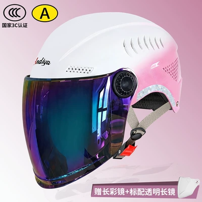 Motosiklet kaskı (dəbilqə) – riding half helmet - gradient-light-pinkhighly-breathable-transparent-lens-colorful-lens