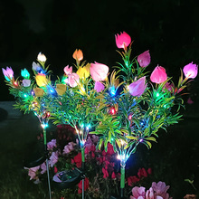 太阳能栀子花仿真花灯LED庭院花园装饰草坪灯笼草户外防水氛围灯