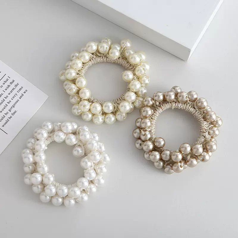 新品珍珠发圈女头饰高级感 网红发饰头绳儿童 气质发绳饰品批发