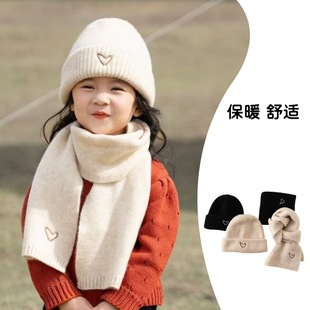 Autumn and Winter Kidsren's Hat Scarf Set Baby Knitted Hat Woolen Hat Boys and Girls Warm Ear Protection Hat Thickeneded
