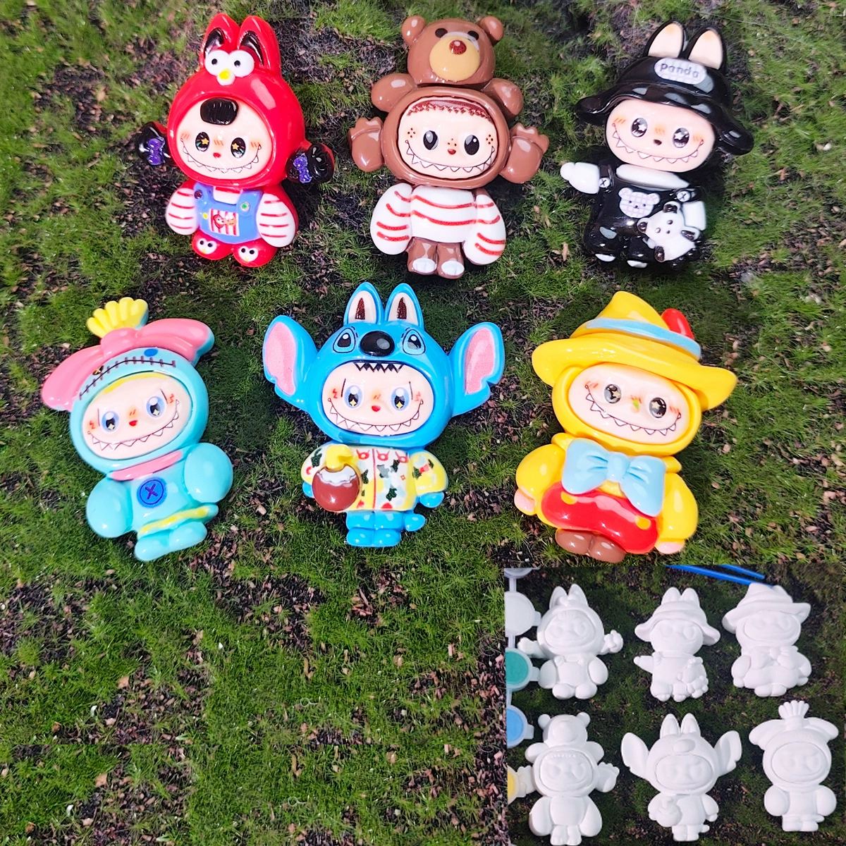 Labubu gypsum doll first generation second generation third generation labubu DIY graffiti peripheral clothes accessories plate