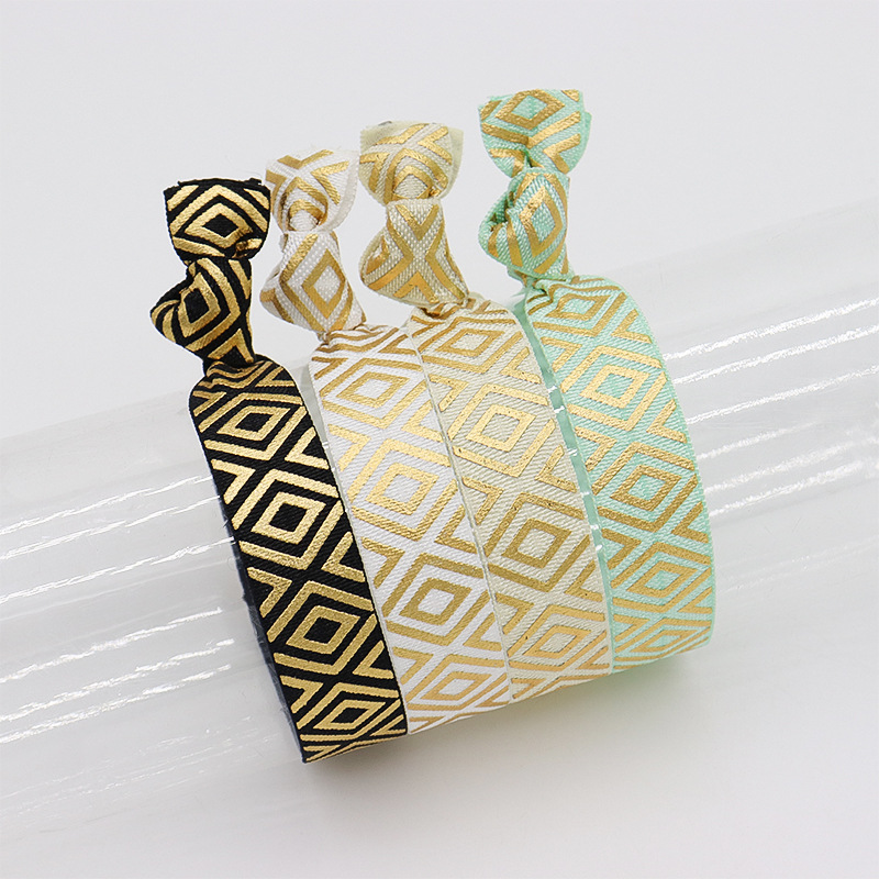 1.5CM宽打结松紧腕带弹力包边带烫金回文弹力带跨境货源