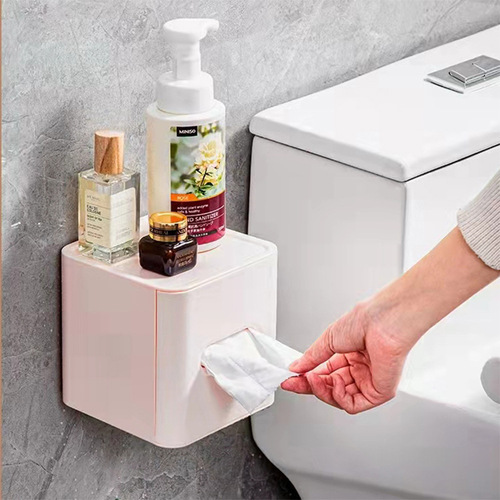 Fun roll paper bathroom wall-mounted plastic tissue box toilet paper storage rack desktop living room tissue box with logo