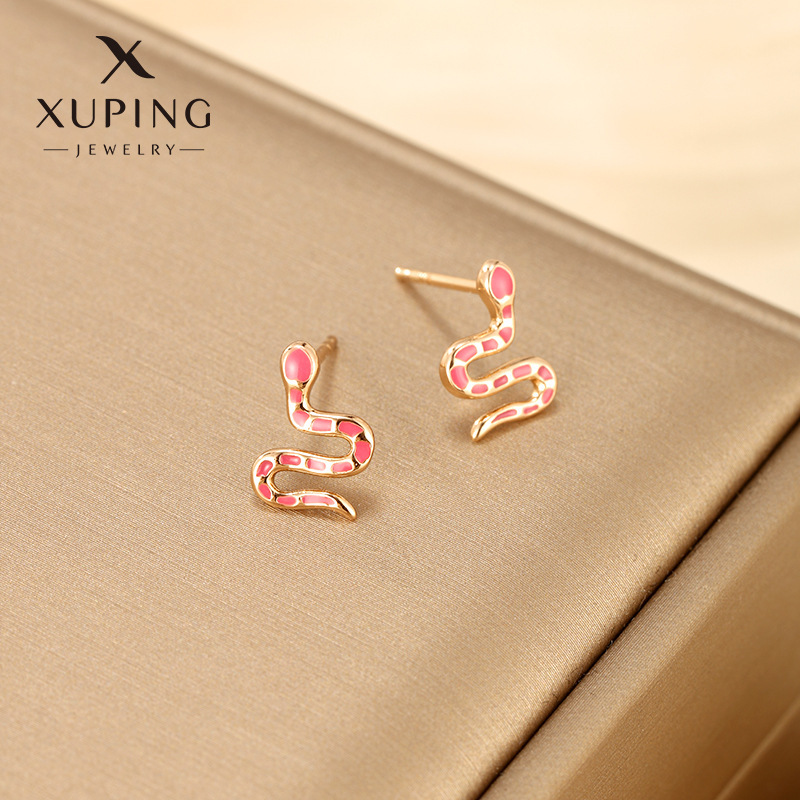 Pendientes de serpiente con esmalte – bisutería hip hop de estilo retro europeo