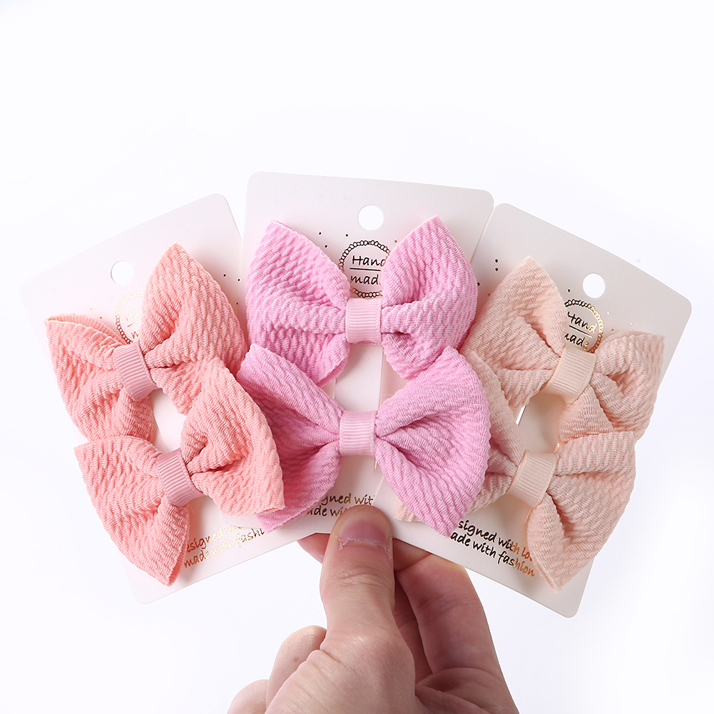 Girl'S Gender Sweet Style Sweet Solid Color Bow Knot Cloth Hair Clip