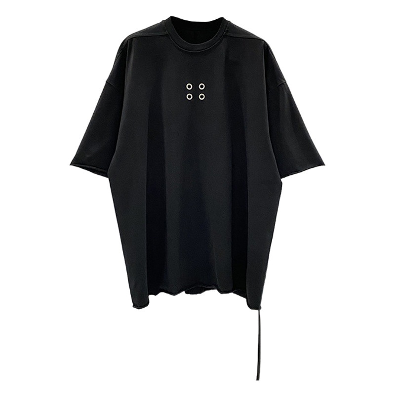 2023 nuevo verano llano gran diseño ojal suelta curling cinta media manga de punto grueso camiseta