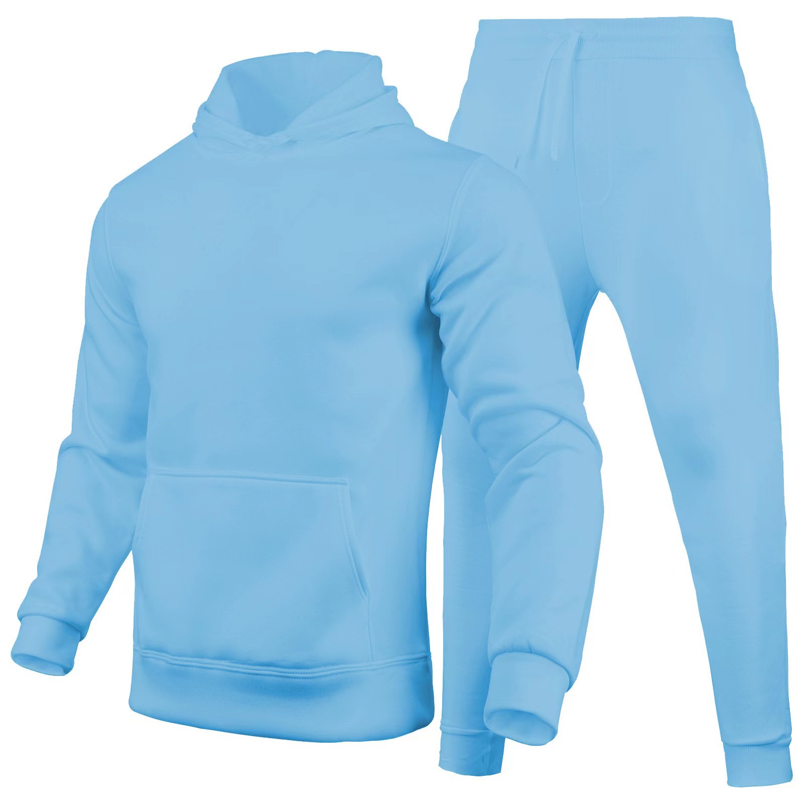 2024 autumn/winter men's women's casual European size blank solid color with fleece loose fitting hoodie and pants_voghion.com