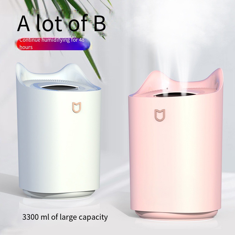 热卖新款K7加湿器双喷嘴3L大容量七彩氛围灯卧室客厅静音喷雾中型