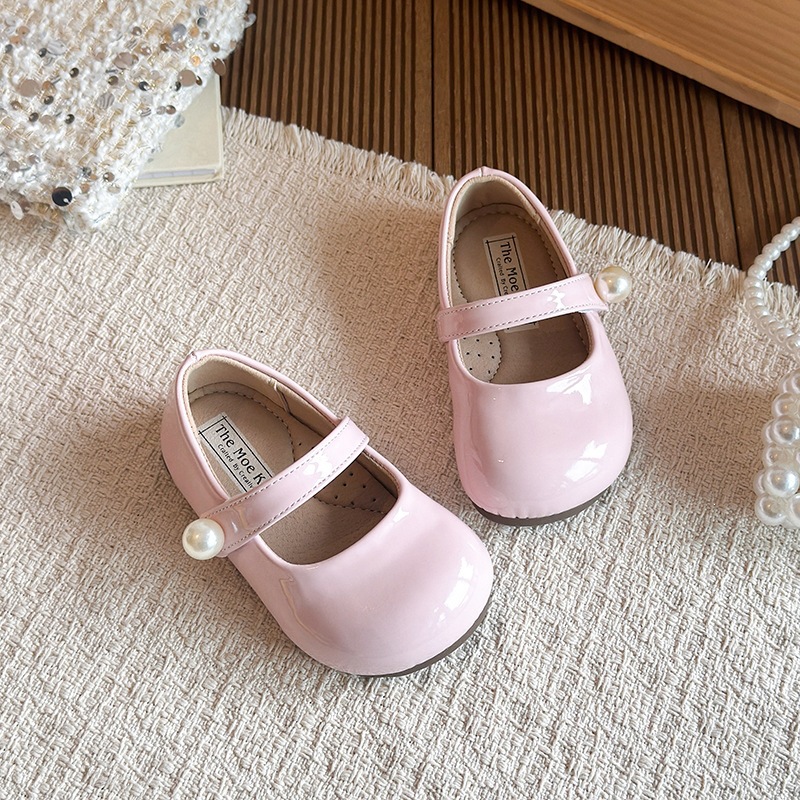 Klassische Mary-Jane-Ballerinas für Mädchen mit Perlenverzierung, elegante Schuhe für Kleinkinder und Kinder in Rosa, Silber, Burgunderrot und Gelb_voghion.com