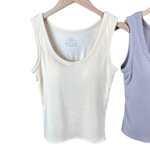 Women's Korean-style all-match camisole round neck vest, slim fit, bottoming, sleeveless, beauty back, one-piece Cup top