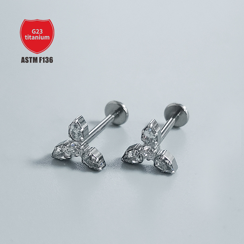 Pointed titanium steel lip stud product view
