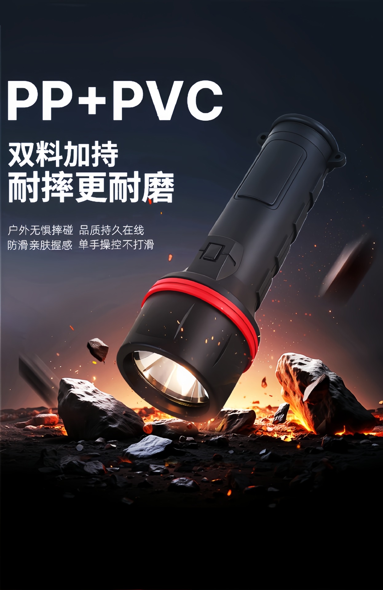 Cross-Border High-Brightness Long-Range Flashlight with Replaceable Battery for Emergency Lighting during Power Outages, Handheld Flashlight for Outdoor Camping