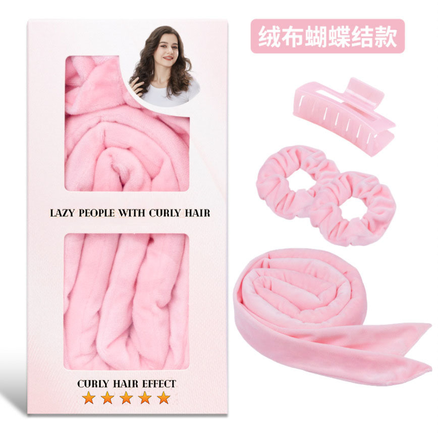 Amazon bowknot perezoso no caliente palo de curling estampado de leopardo sueño Pelo Rizado artefacto gran ola rizador de pelo de algodón de seda