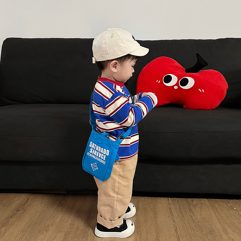 letras de moda coreana, bolsas de hombro para niños y niñas, bolsas de lona mini para bebés, nuevas bolsas de impresión de doble cara para niños
