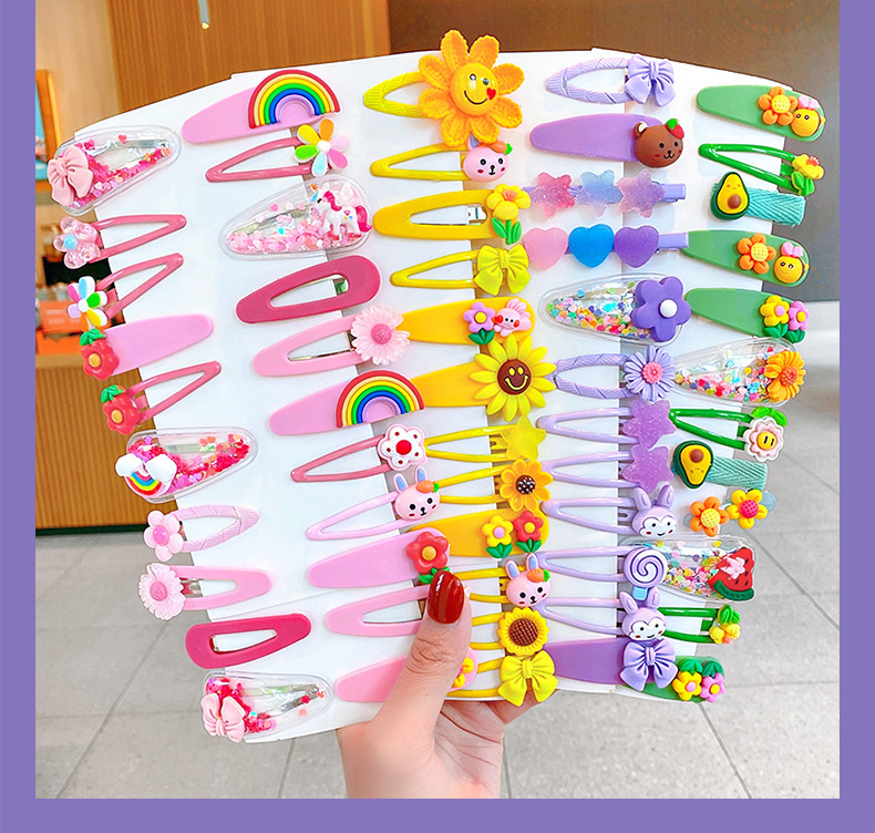 Großhandel Schmuck Cartoon Tier Blume Süßigkeiten Farbe Kinder Haarnadel Set Nihao Schmuck display picture 8