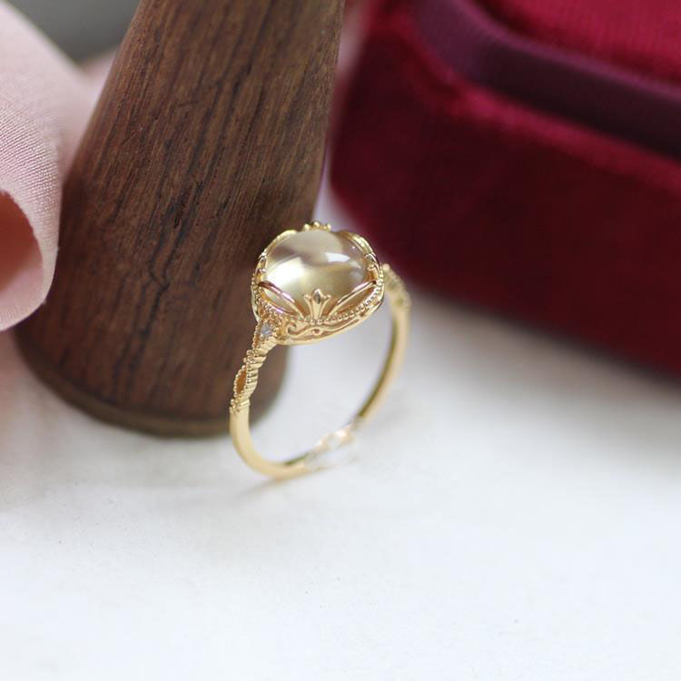 Vintage Style Fashion Geometric Copper Plating Artificial Gemstones Open Ring