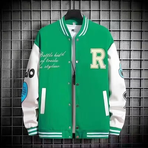 Spring and Autumn Style Baseball Jacket for Boys, American Trend Brand Letter Print Couple Jacket for Middle and High School Students, Casual Outerwear