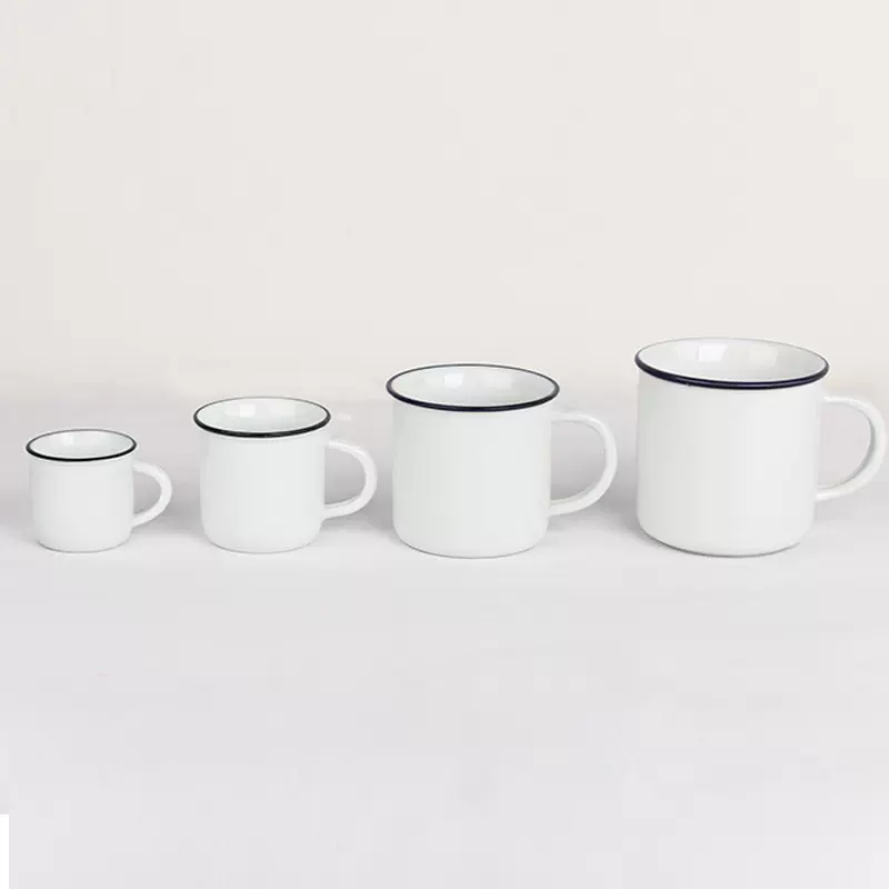 厂家生产圆形黑色杯口外红内白杯广告礼品简约马克杯咖啡杯定 制