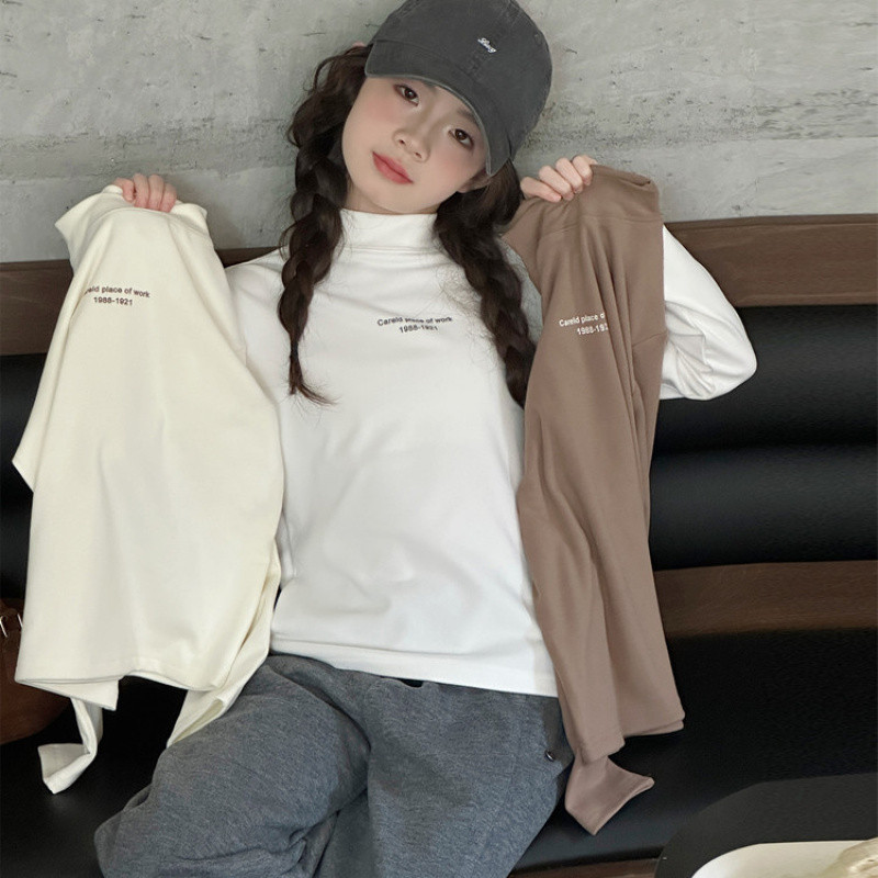 Zhili children's clothing, girls' semi-high collar basic style German wool base layer shirt, 2025 autumn and winter new style, Korean style, fashionable long style.