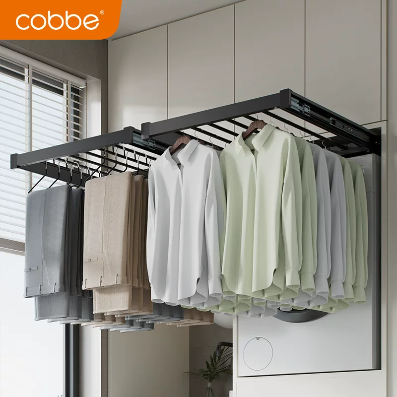 卡贝 Washing machine invisible drying rack balcony dryer hidden pull pants rack telescopic sliding rail