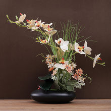 蝴蝶兰高级仿真花盆栽假花轻奢插花客厅玄关前台酒店桌面花艺装饰